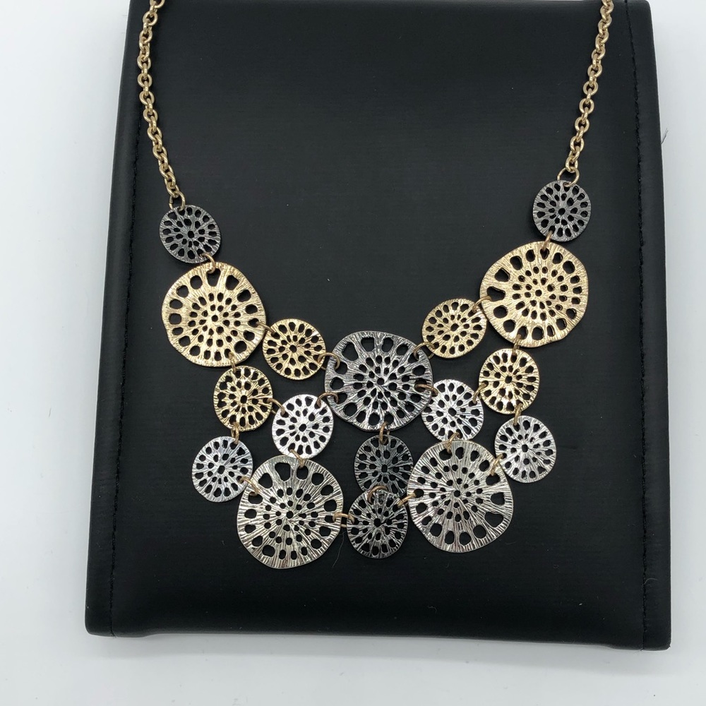 Multi Metal Bib Statement Necklace